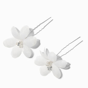 Pinces &agrave; cheveux fleurs fantaisistes blanches - Lot de 2,