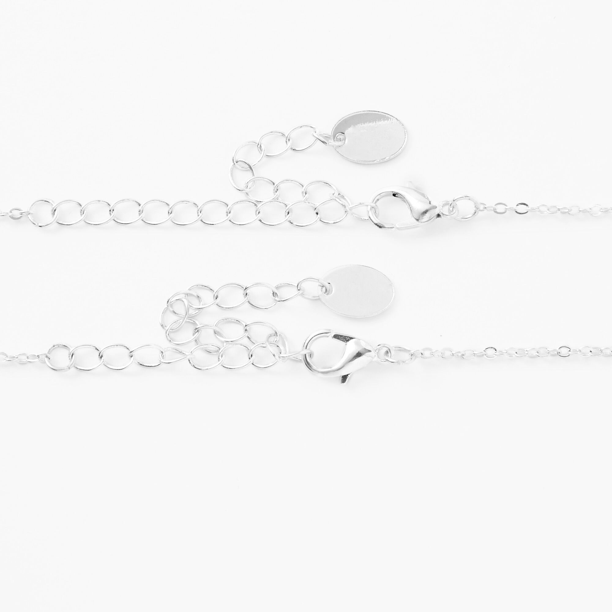 Silver Pearl & Green Stone Choker Necklaces - 2 Pack,