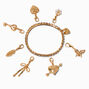 T H E M E x Claire&#39;s Gold-tone Rhinestone Cup Chain Stretch Charm Bracelet,