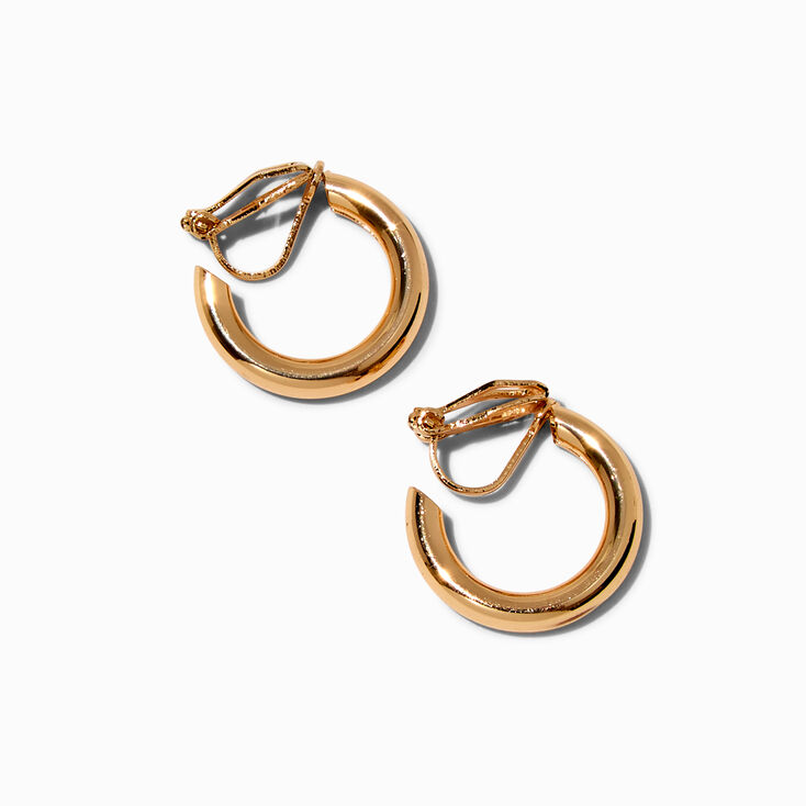 Claire's Créoles à clip design tubulaire 20 mm couleur dorée