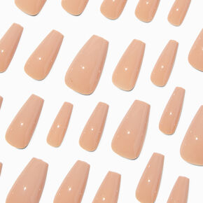 Glossy Nude Squareletto Vegan Faux Nail Set - 24 Pack,