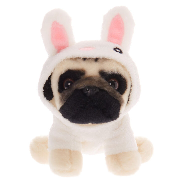 Claire's Petite peluche lapin Doug the Pug™ - Blanc