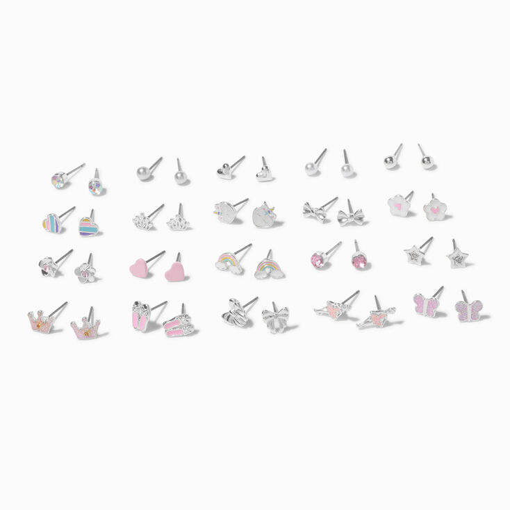 Silver-tone Ballet Stud Earrings - 20 Pack,