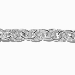 Silver-tone Textured Chain Link Extended Length Bracelet ,