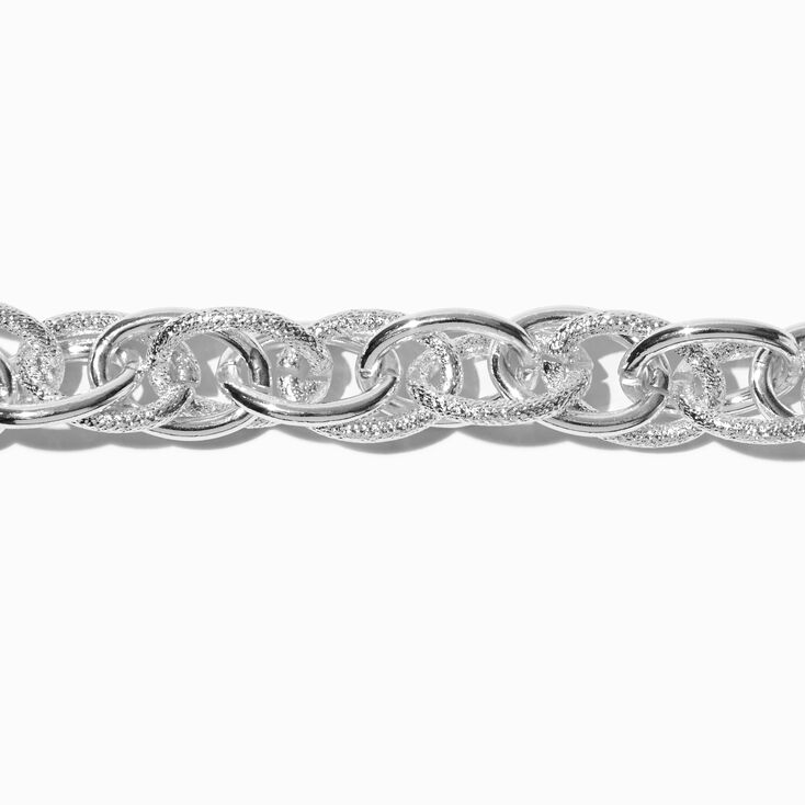 Silver-tone Textured Chain Link Extended Length Bracelet ,