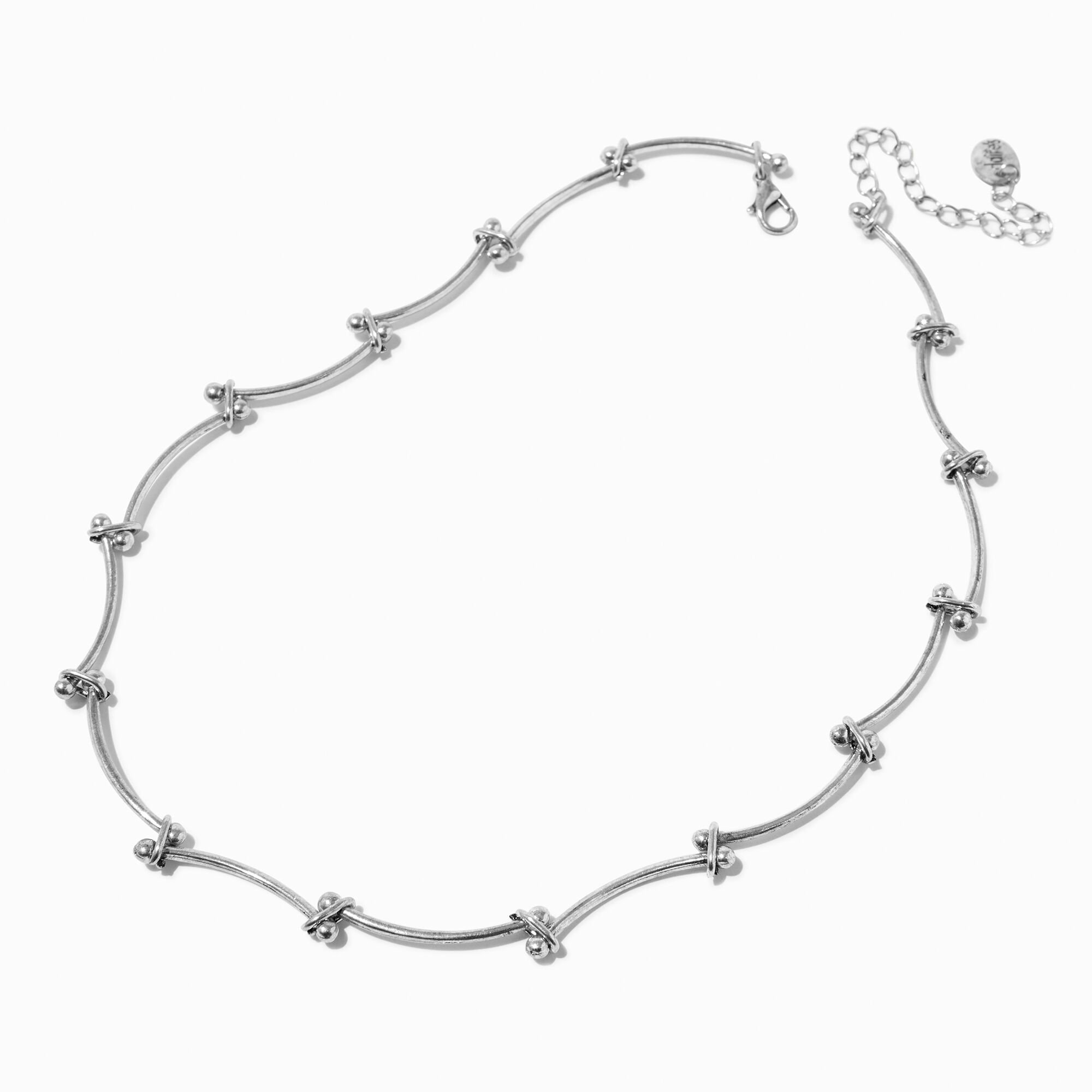Silver-tone Wiggle Chain Necklace,