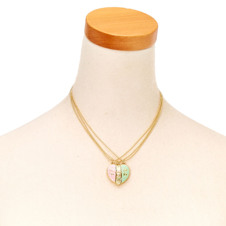 Mother &amp; Daughters Split Heart Pendant Necklaces - 3 Pack,