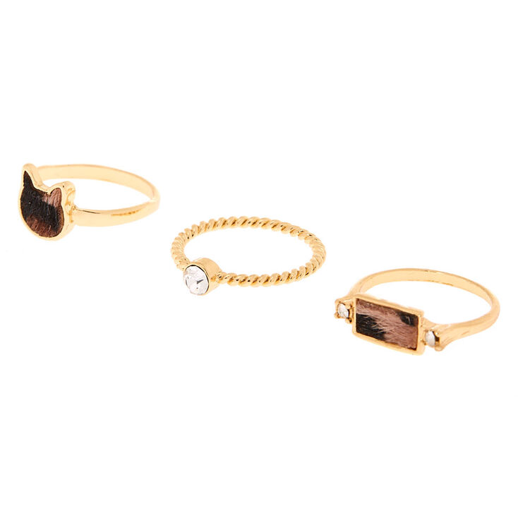 Gold Leopard Cat Rings - 3 Pack,