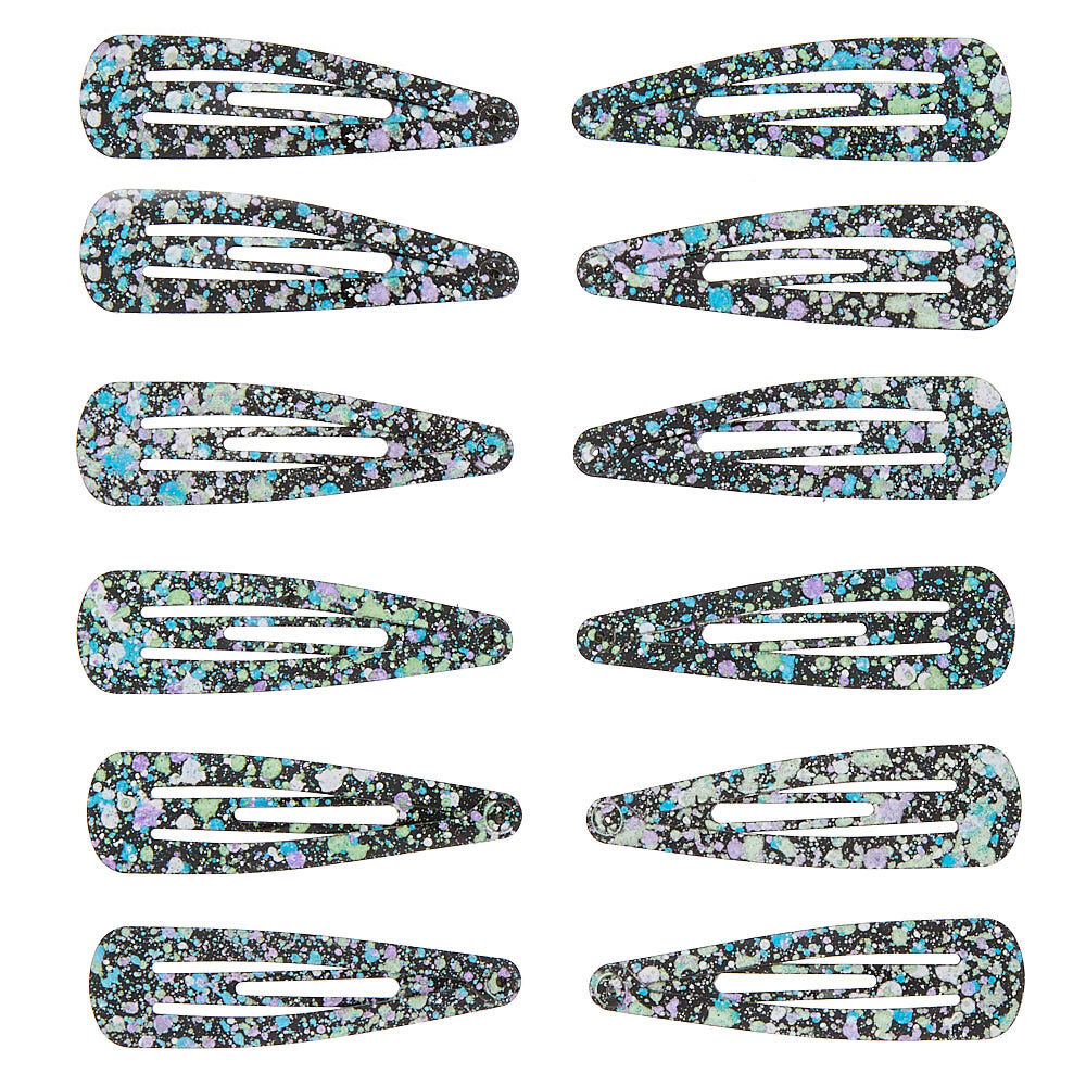 Space Splatter Snap Hair Clips - Black,