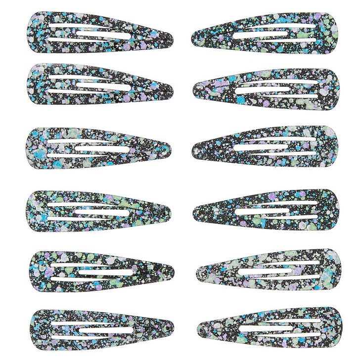 Space Splatter Snap Hair Clips - Black,