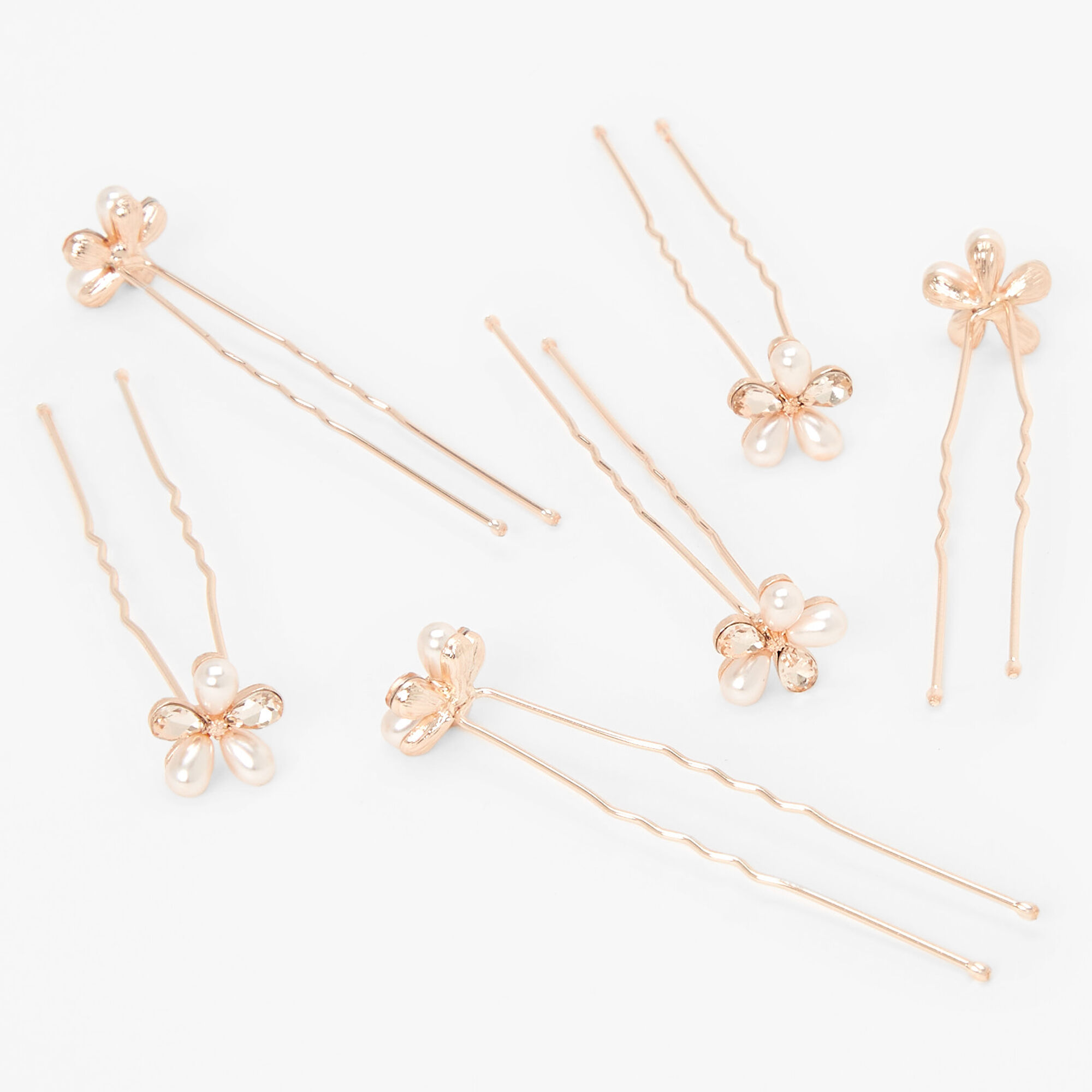 View Claires Rose Daisy Floral Hair Pins 6 Pack Gold information