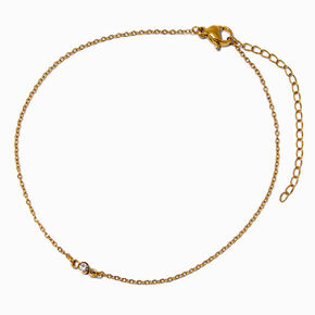 Gold-tone Stainless Steel Single Crystal Chain Anklet,