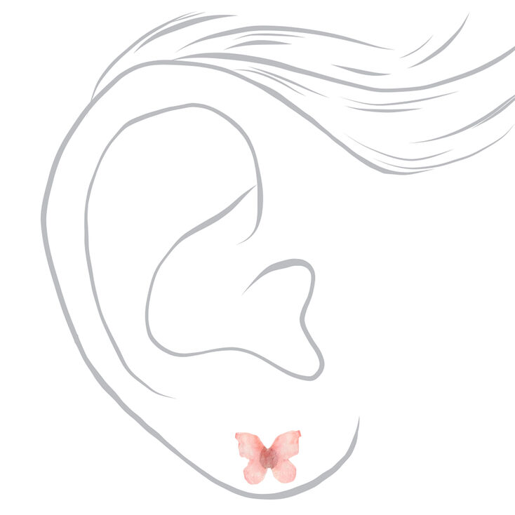 Embellished Butterfly Stud Earrings - 3 Pack,