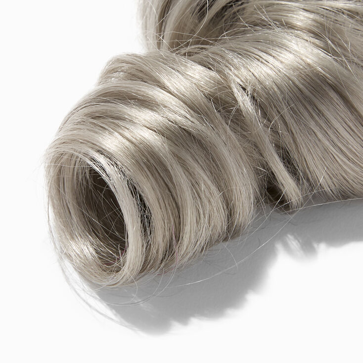 &Eacute;lastique &agrave; cheveux synth&eacute;tiques boucl&eacute;s extra large couleur argent&eacute;e,