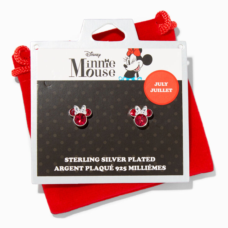 Disney Minnie Mouse Birthstone Sterling Silver Stud Earrings - July,