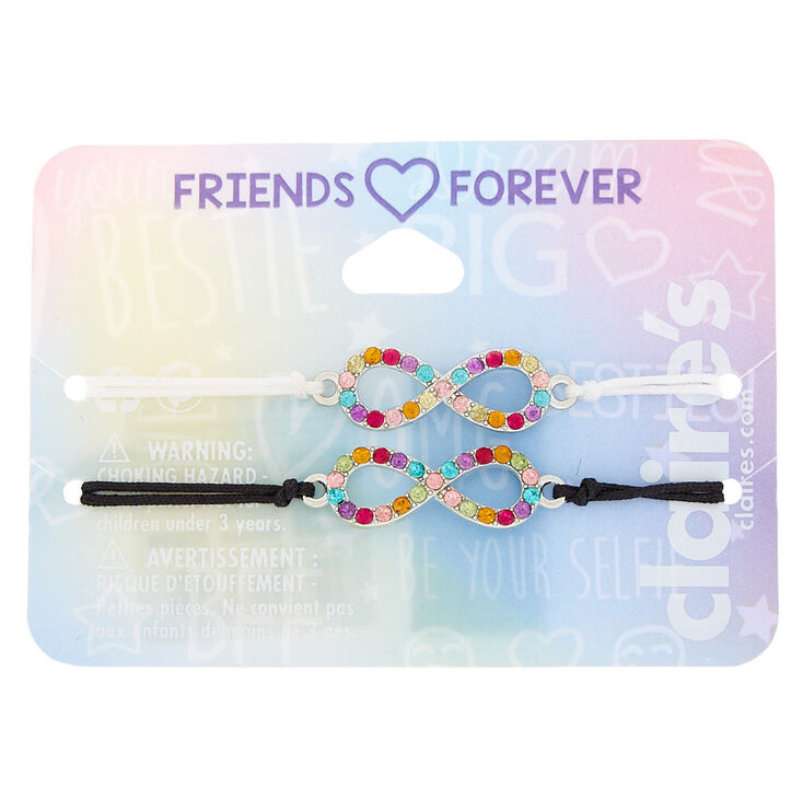 Claire's Lot de 2 bracelets best friends tendance symbole de l’infini arc-en-ciel