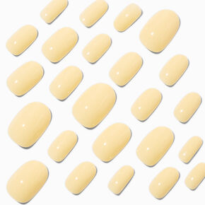 Glossy Butter Yellow Squoval Vegan Faux Nail Set - 24 Pack,
