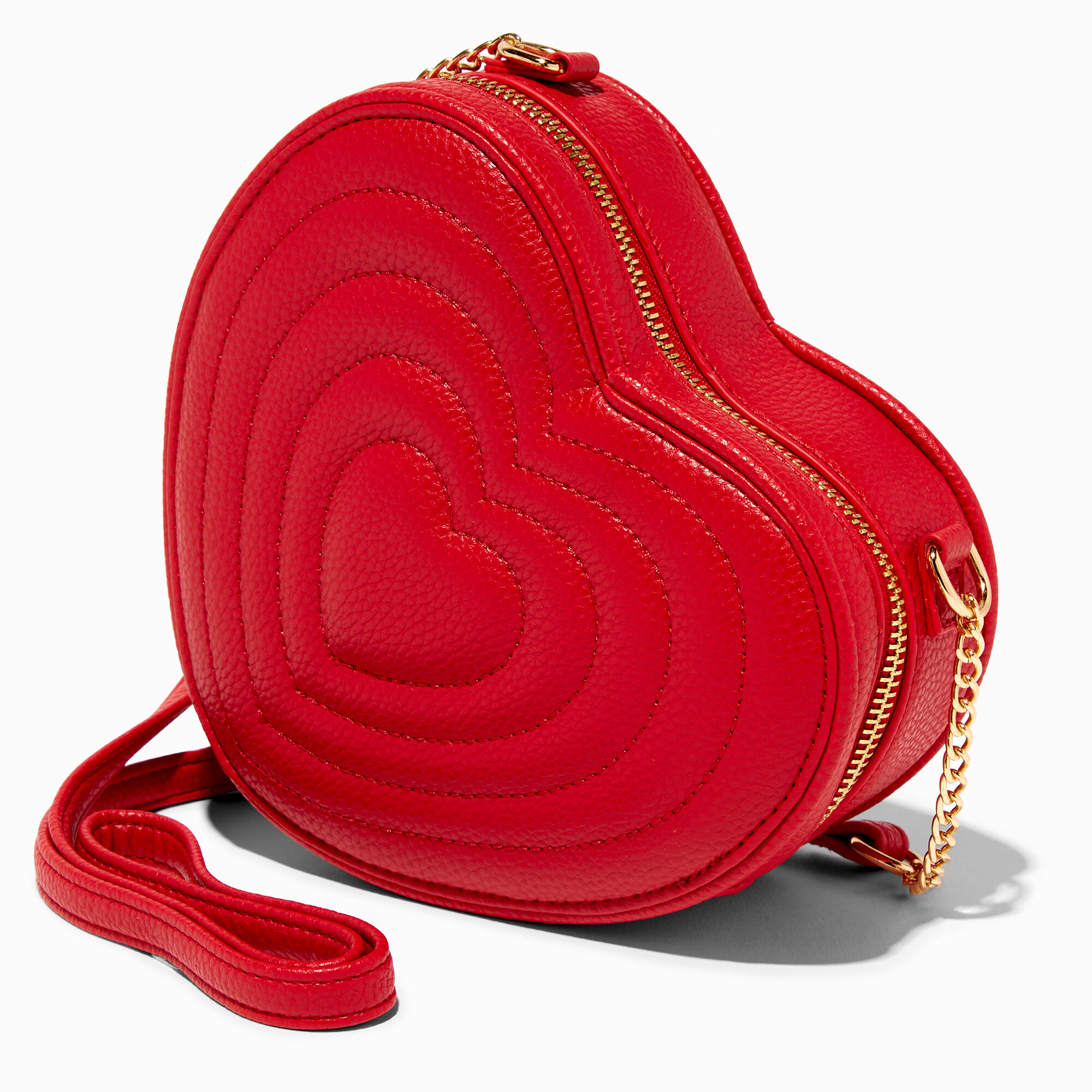 Women's Heartfelt Notions Quilted Heart Shape Crossbody Bag in Red