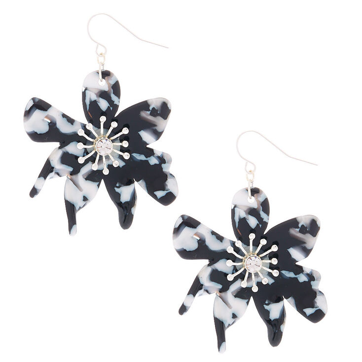 Claire's Pendantes à fleurs noires 3,8 cm en résine d'imitation
