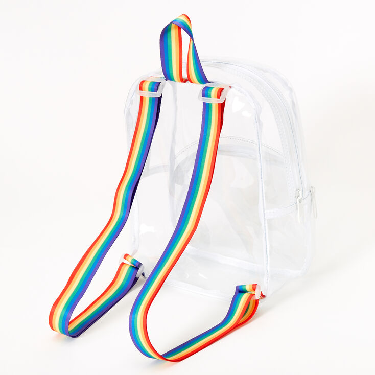Transparent Rainbow Strap Small Backpack - Clear,