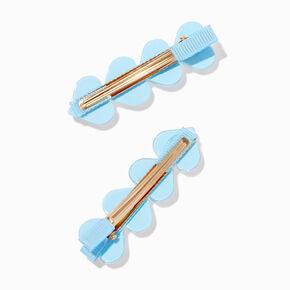Blue Puffy Heart Hair Clips - 2 Pack,