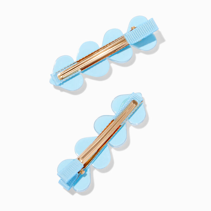 Blue Puffy Heart Hair Clips - 2 Pack,