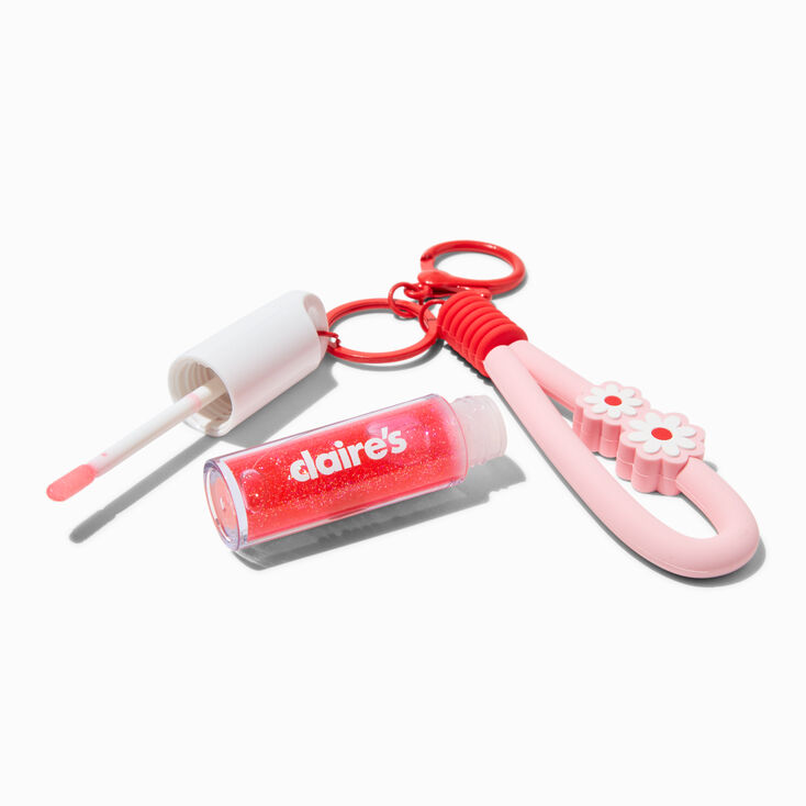 Red Daisy Lip Gloss Keyring,
