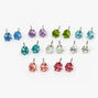 Clous d&#39;oreilles vari&eacute;s strass arc-en-ciel pastel - Lot de 9,