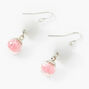 Pendantes pompon 4&nbsp;cm - Rose et blanc,