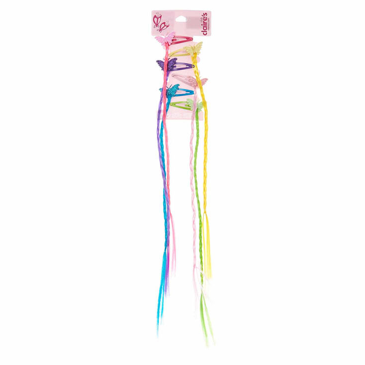 Claire&#39;s Club Butterfly Rainbow Faux Hair Snap Clips,
