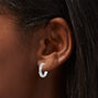 Silver-tone Glitter Hoop Earring Stackables Set - 3 Pack,