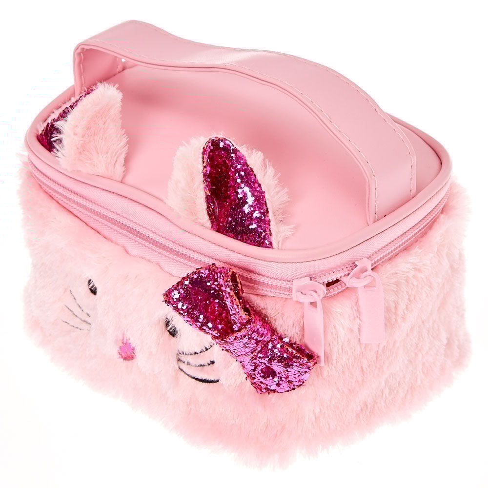 Claire's Club Plush Avery the Cat Makeup Bag - Pink,