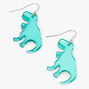 Silver 1.5&#39;&#39; T-Rex Dinosaur Drop Earrings - Blue,