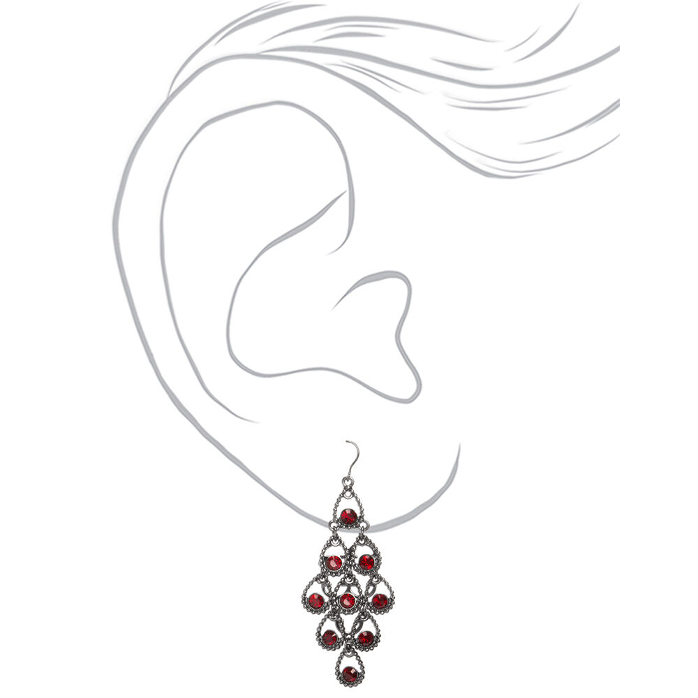 Pendantes gouttes 5 cm couleur hématite - Rouge,