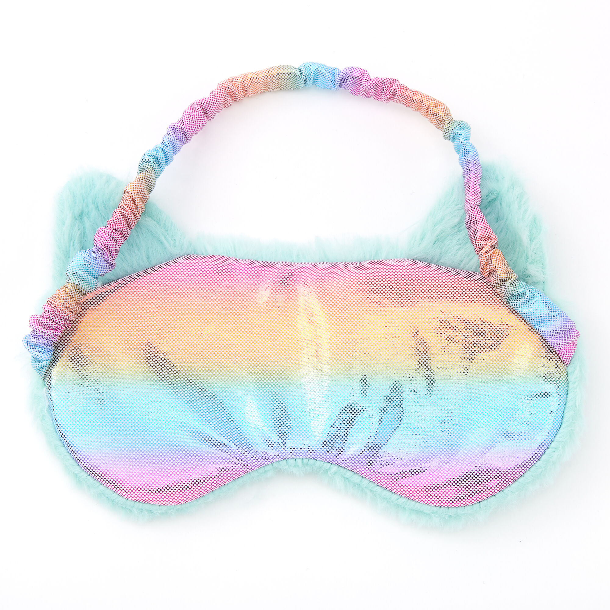 Claire's Club Holographic Kitty Sleeping Mask - Mint,