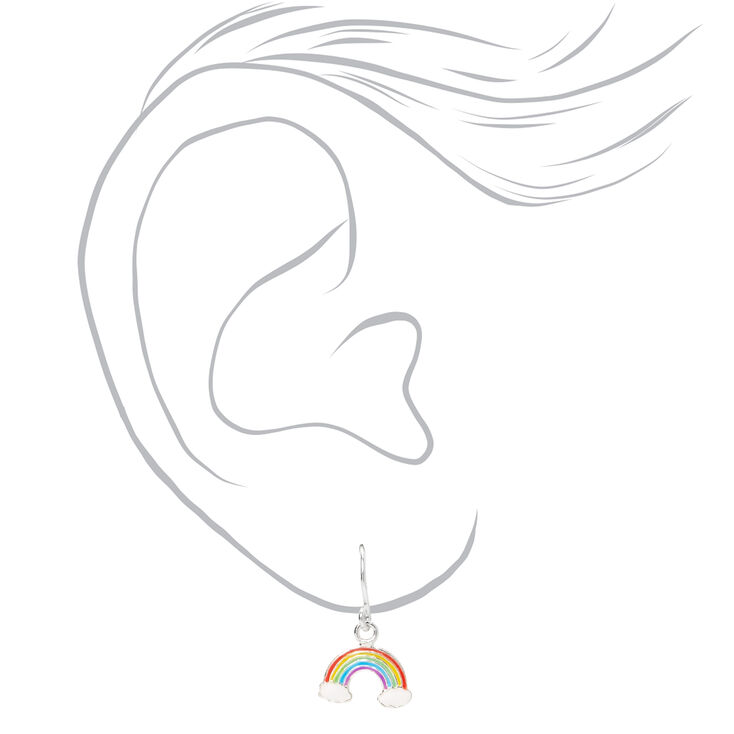 Sterling Silver 0.5&quot; Rainbow Drop Earrings,