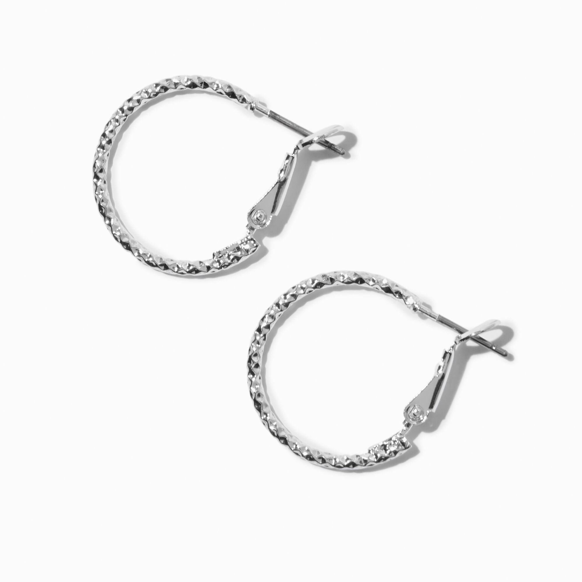 View Claires Tone Laser Cut 20MM Hoop Earrings Silver information