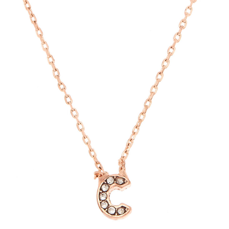 Claire's Collier à pendentif à initiale C couleur doré rose