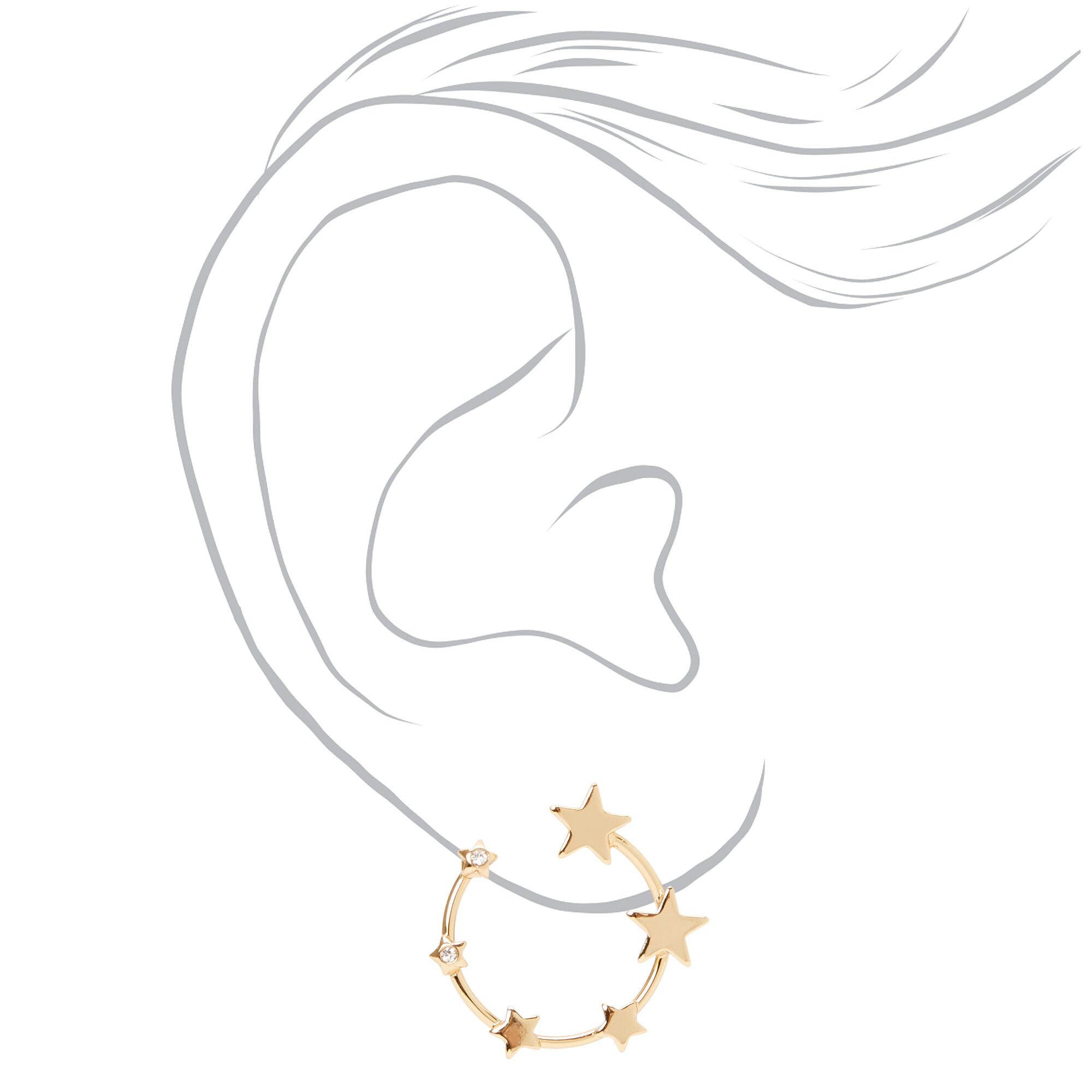 Star Studded Gold Hoop Earrings,