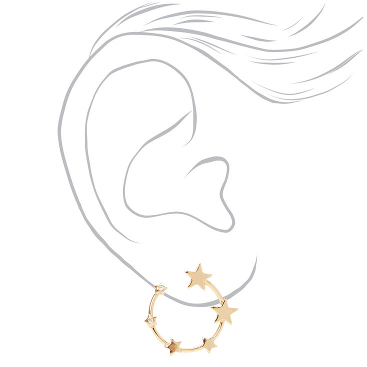Star Studded Gold Hoop Earrings,
