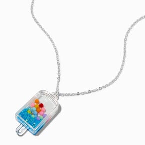 Claire&#39;s Club Liquid-Filled Glitter Ice Pop Pendant Necklace,
