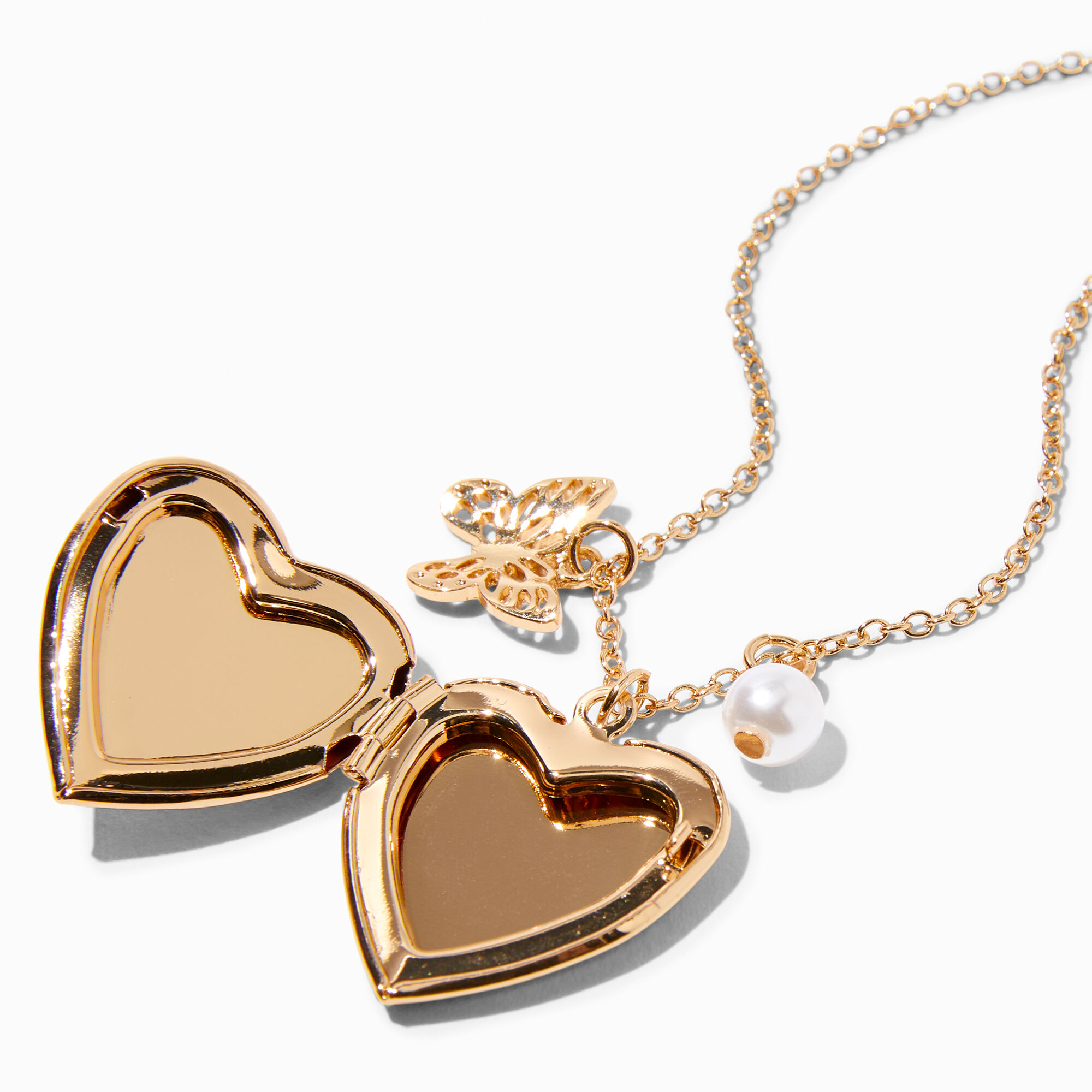 Rainbow heart top gold locket