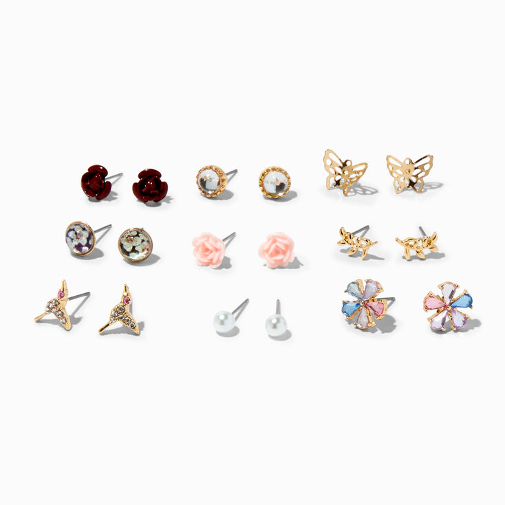 Western Cowgirl Theme Stud Earrings - 9 Pack,