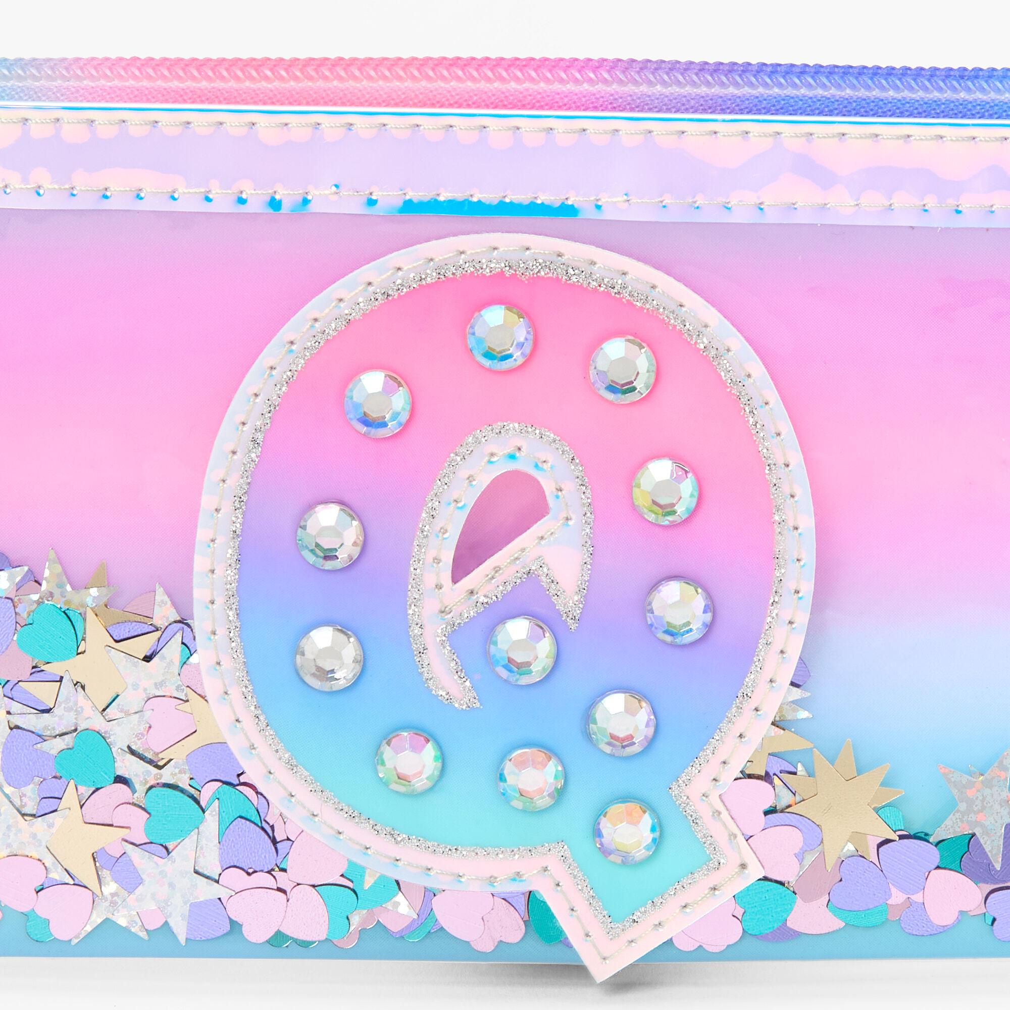 Iridescent Shakey Confetti Initial Coin Purse - Q,