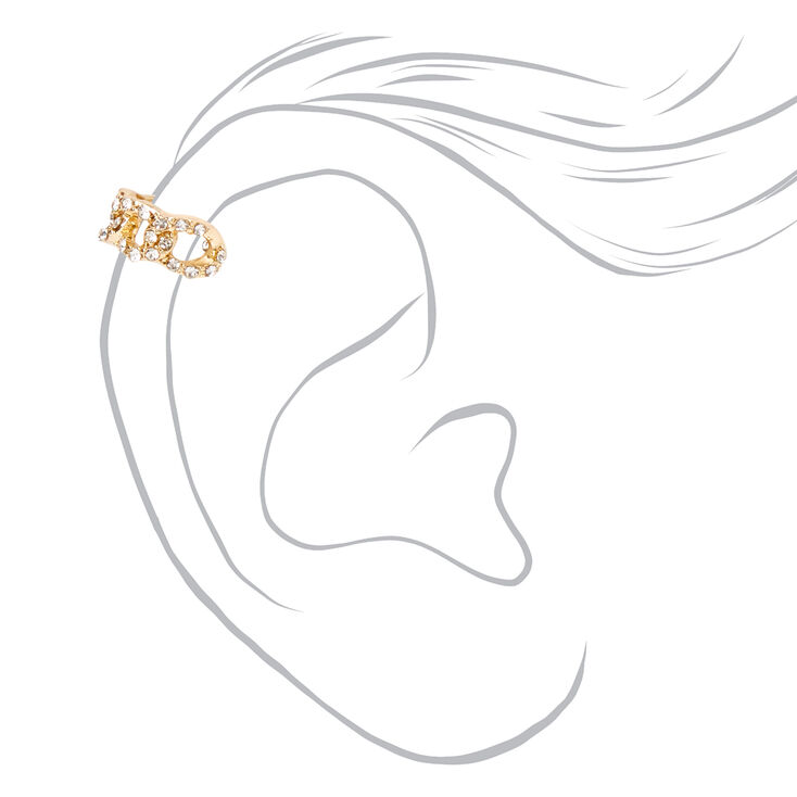 Gold Crystal Chain Ear Cuffs - 3 Pack,