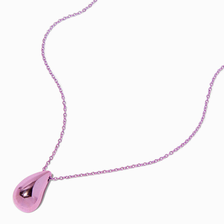 Purple Anodized Teardrop Pendant Necklace,