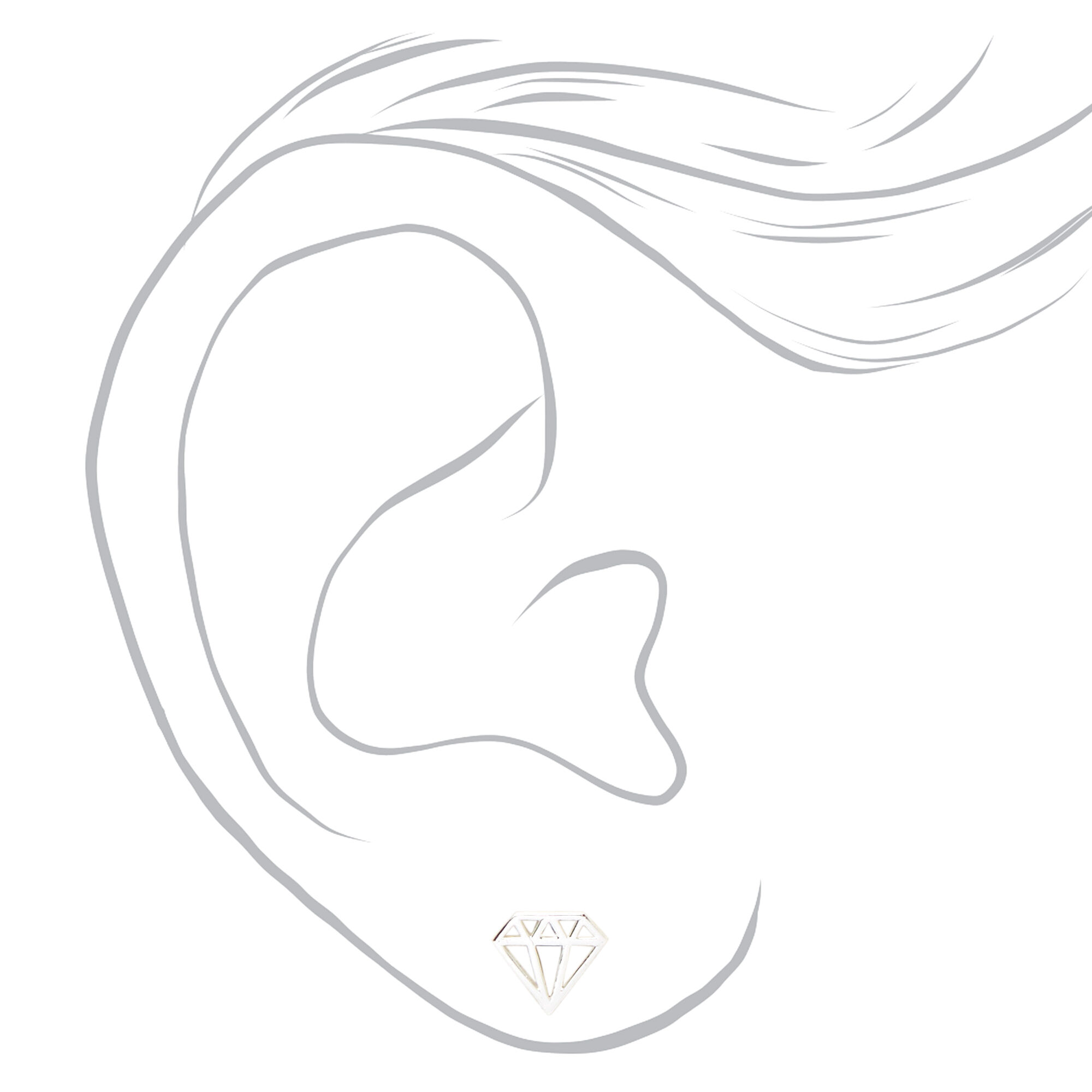 Sterling Silver Diamond Outline Stud Earrings,