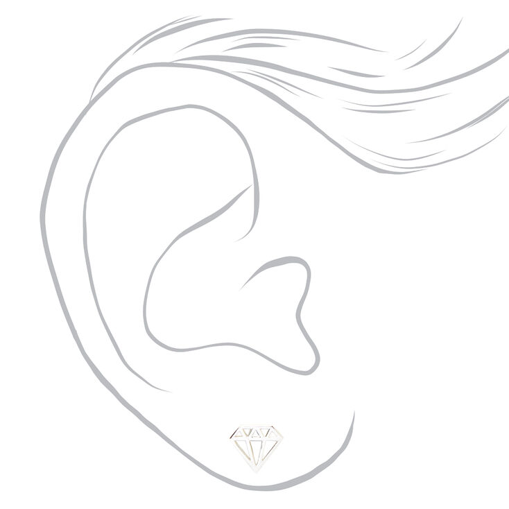 Sterling Silver Diamond Outline Stud Earrings,