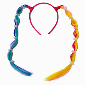 Claire&#39;s Club Rainbow Bubble Braid Faux Hair Headband,