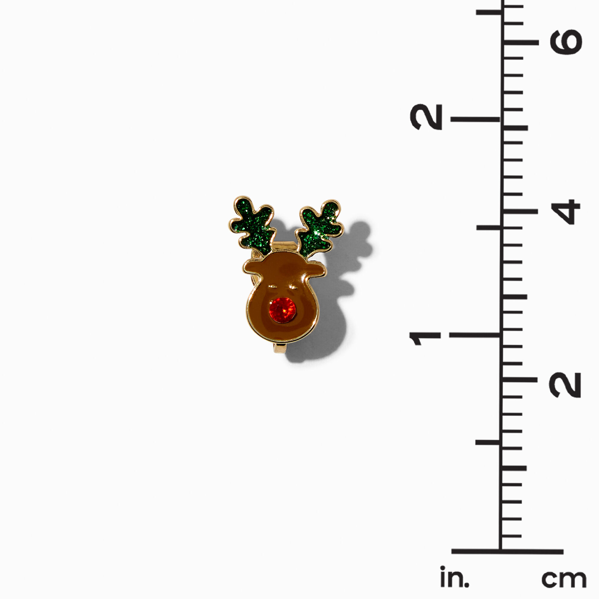 Gemstone Reindeer Clip-On Stud Earrings,